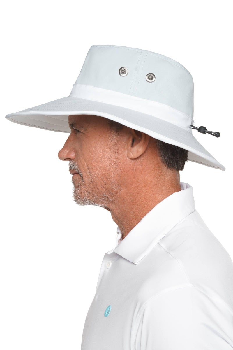 Coolibar Wide Brim Golf Hat - UPF 50+ Sun Protection - Matchplay in Silver/White - Image 4
